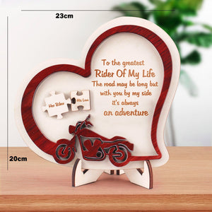 Wooden Motorcycle Heart Sign - Biker - To The Greatest Rider Of My Life - It's Always An Adventure - Gan26002