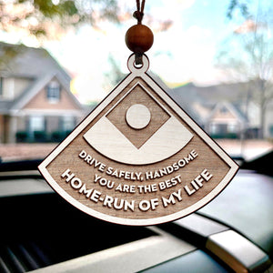 Wooden Ornament Car Accessories - Baseball - To My Man - Drive Safely, Handsome - Gap26010