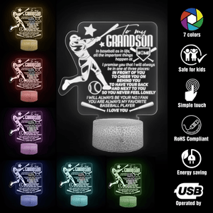 3D Led Light - Baseball - To My Grandson - I Love You - Glca22008