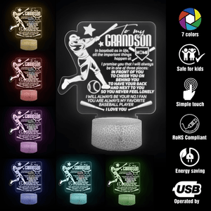 3D Led Light - Baseball - To My Grandson - I Love You - Glca22008