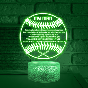 3D Led Light - Baseball - To My Man - You Complete Me - Glca26033