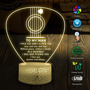 3D Led Light - Guitar - To My Man - I Love You Forever And Always - Glca26004