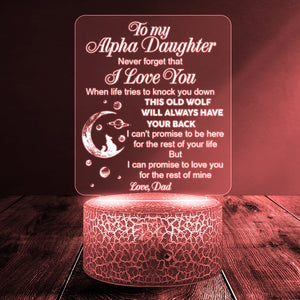 3D Led Light - Wolf - From Dad - To My Daughter - This Old Wolf Will Always Have Your Back - Glca17003