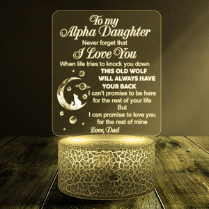 3D Led Light - Wolf - From Dad - To My Daughter - This Old Wolf Will Always Have Your Back - Glca17003