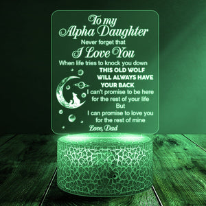 3D Led Light - Wolf - From Dad - To My Daughter - This Old Wolf Will Always Have Your Back - Glca17003