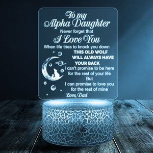 3D Led Light - Wolf - From Dad - To My Daughter - This Old Wolf Will Always Have Your Back - Glca17003