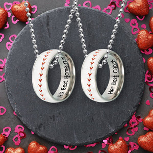 Baseball Couple Pendant Necklaces - Baseball - To My Girlfriend - You Are The Best Home-Run Of My Life - Gner13007