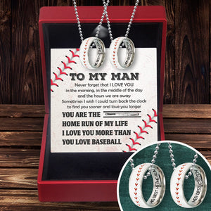Baseball Couple Pendant Necklaces - Baseball - To My Man - Sometimes I Wish I Could Turn Back The Clock - Gner26008
