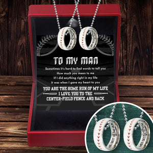 Baseball Couple Pendant Necklaces - Baseball - To My Man - You Are The Home Run Of My Life - Gner26006