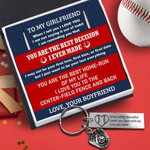 Baseball Glove Keychain - Baseball - To My Girlfriend - You Are The Best Home-run Of My Life - Gkax13011