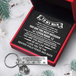 Baseball Glove Keychain - Baseball - To My Man - I Need You Here With Me - Gkax26016