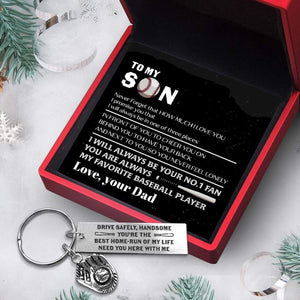Baseball Glove Keychain - Baseball - To My Son - From Dad - Drive safely, Handsome - Gkax16001