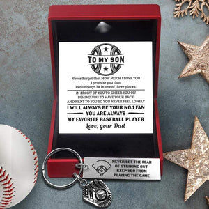 Baseball Glove Keychain - Baseball - To My Son - From Dad - Never Forget That How Much I Love You - Gkax16005