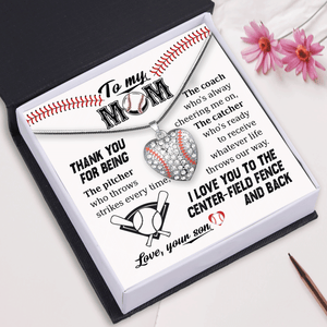 Baseball Heart Necklace - Baseball - To My Mom - I Love You To The Center-field Fence And Back - Gnd19022