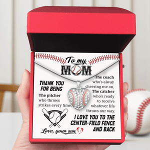 Baseball Heart Necklace - Baseball - To My Mom - I Love You To The Center-field Fence And Back - Gnd19022