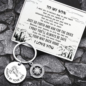 Compass Keychain - Family - To My Son - Always By Your Side - Gkw16002