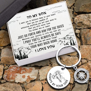 Compass Keychain - Family - To My Son - Always By Your Side - Gkw16002