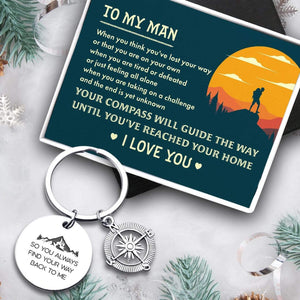 Compass Keychain - Travel - To My Man - So You Always Find Your Way Back To Me - Gkw26016