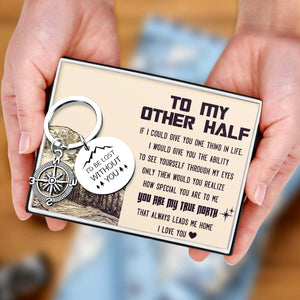 Compass Keychain - Travel - To My Man - You Are My True North - Gkw26023