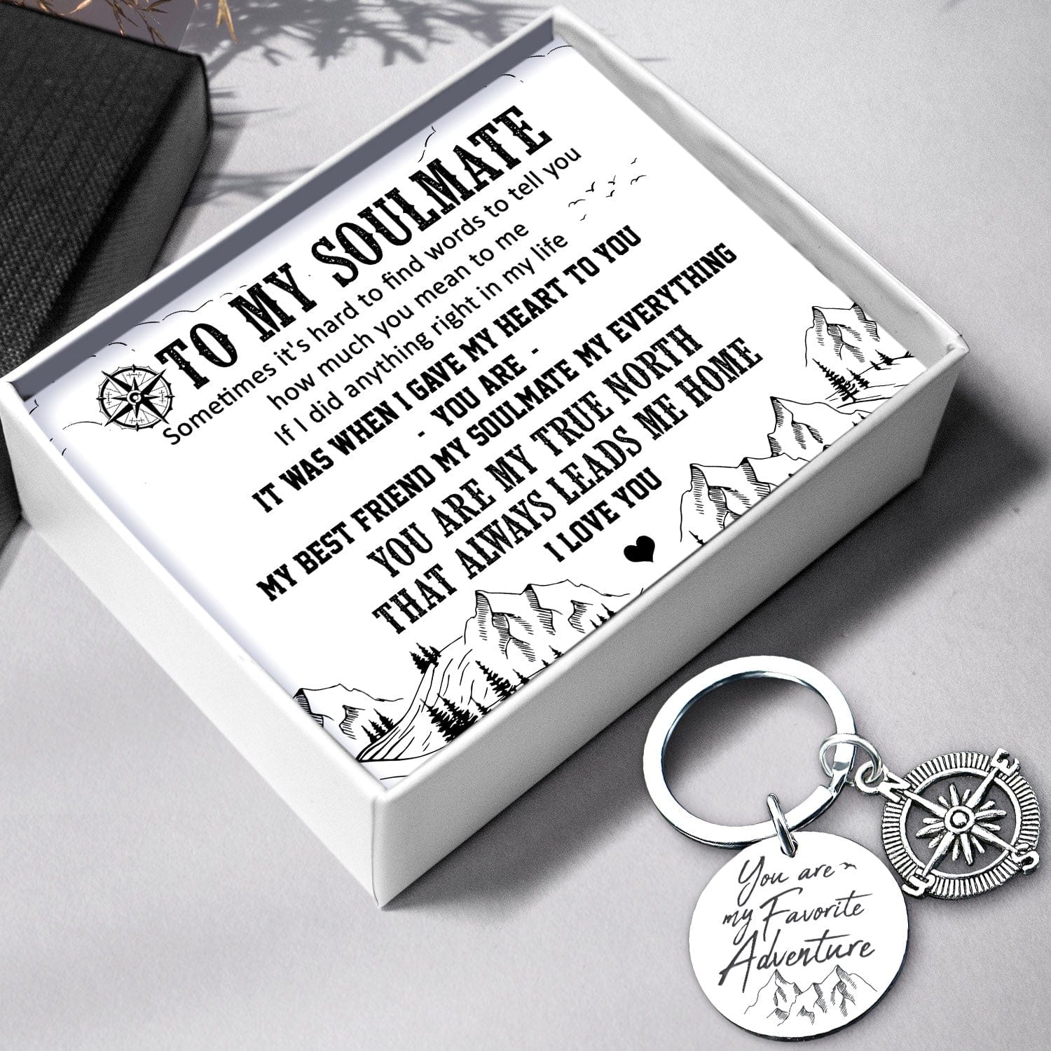 Compass Keychain - Travel - To My Soulmate - I Love You - Gkw13018