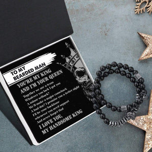 Couple Crown And Skull Bracelets - Beard - To My Bearded Man - I'll Be Your Backbone Whenever You Need Support - Gbu26014