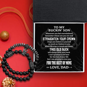 Couple Crown and Skull Bracelets - Hunting - To My Buckin' Son - I Hope You Believe In Yourself - Gbu16003