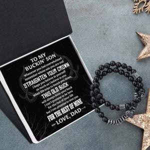 Couple Crown and Skull Bracelets - Hunting - To My Buckin' Son - I Hope You Believe In Yourself - Gbu16003