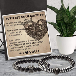 Couple Crown and Skull Bracelets - Skull & Tattoos - To Couple - I Love You - Gbu26009