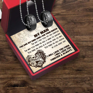 Couple Pendant Necklaces - Skull & Tattoo - To My Man - Deeper In Love Every Day - Gnw26060