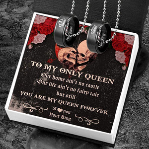 Couple Pendant Necklaces - Skull & Tattoo - To My Only Queen - You Are My Queen Forever - Gnw13042