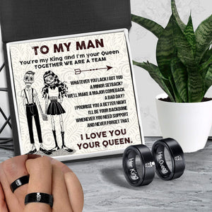 Couple Ring - Skull & Tattoo - To My Man - You're My King And I'm Your Queen - Grlc26006