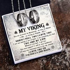 Couple Rune Ring Necklaces - My Viking - I Love You To Valhalla And Back - Gndx26005