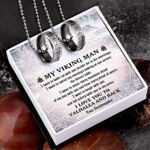 Couple Rune Ring Necklaces - My Viking Man - I Love You To Valhalla And Back - Gndx26002