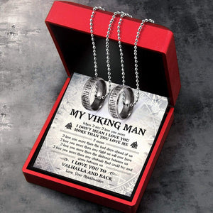 Couple Rune Ring Necklaces - My Viking Man - I Love You To Valhalla And Back - Gndx26003