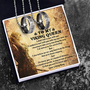 Couple Rune Ring Necklaces - My Viking Queen - I'd Find You And I'd Choose You - Gndx13002