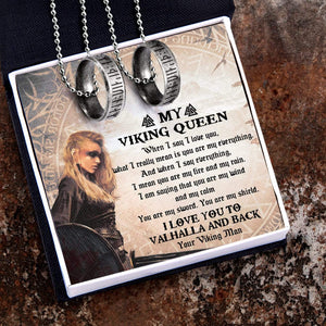 Couple Rune Ring Necklaces - My Viking Queen - I Love You To Valhalla And Back - Gndx13001