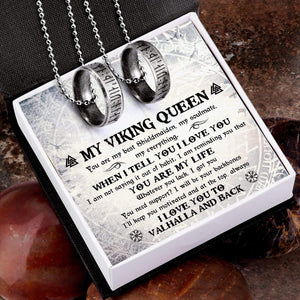 Couple Rune Ring Necklaces - My Viking Queen - I Love You To Valhalla And Back - Gndx13004