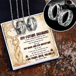 Couple Rune Ring Necklaces - Viking - To My Future Husband - I Am Yours Until Valhalla - Gndx24001