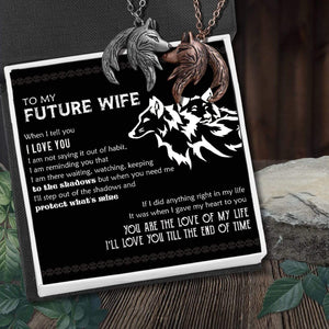 Couple Wolf Pendant Necklaces - Wolf Lover - To My Future Wife - I'll Love You Till The End Of Time - Gnbd25003