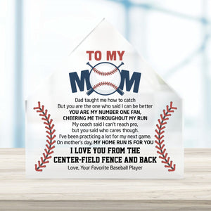 Crystal Plaque - Baseball - To My Mom - You Are My Number One Fan, Cheering Me Throughout My Run - Gznf19012