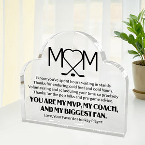 Crystal Plaque - Hockey - To My Mom - Thanks For The Pep Talks And Pre-Game Advice - Gznf19049