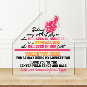 Crystal Plaque - Softball - To My Mom - I Love You To The Center-field Fence And Back - Gznf19040