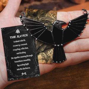 Dark Raven Necklace - For Viking Lovers - The Raven Is About Rebirth - Gncm34001