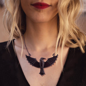 Dark Raven Necklace - Viking - My Shieldmaiden - I Love You Until Valhalla - Gncm13016