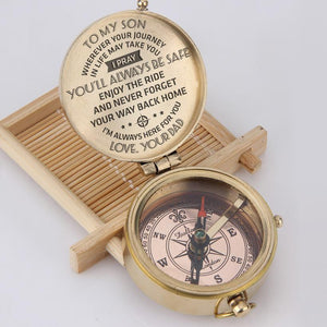 Personalized Engraved Compass - To My Son, I Pray You'll Always Be Safe - Love, Your Dad - Gpb16003