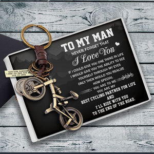 Engraved Cycling Keychain - Cycling - To My Man - I Need You Here With Me - Gkaq26002