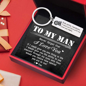 Engraved Keychain - Biker - I Need You Here With Me, Love You More - Gkc12032