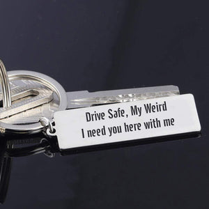Engraved Keychain - Skull & Tattoo - To My Man - Drive Safe, My Weird - Gkc26083