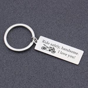 Engraved Keychain - Sport Bike Ride Safely Handsome - Gkc14050
