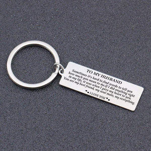 Engraved Keychain - To My Husband - Hard To Find Words To Tell You - Gkc14033